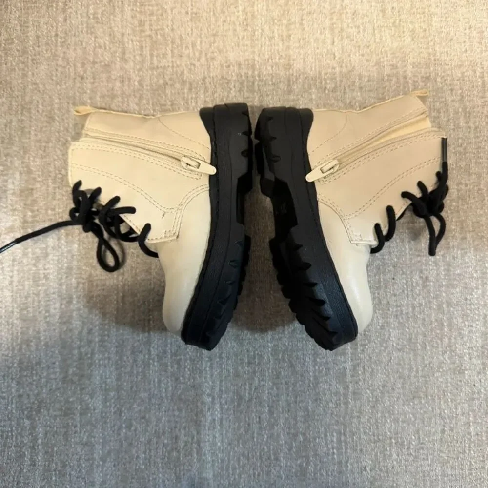 Zara Cream Toddler Girls Track Sole Zipper Boots EU 21 / US 5.5